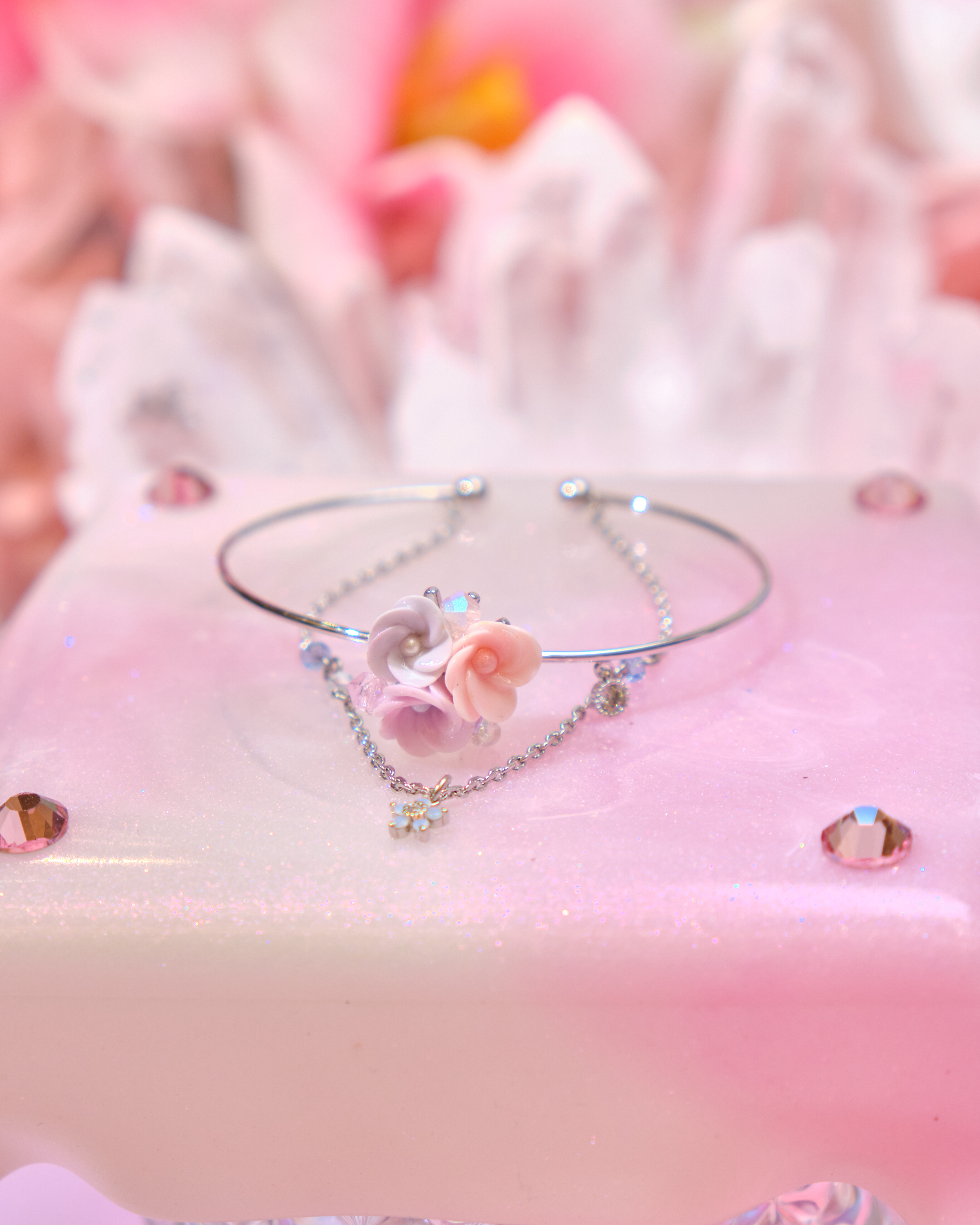 12694 優雅園林小花束鍍金/銀開口手鐲