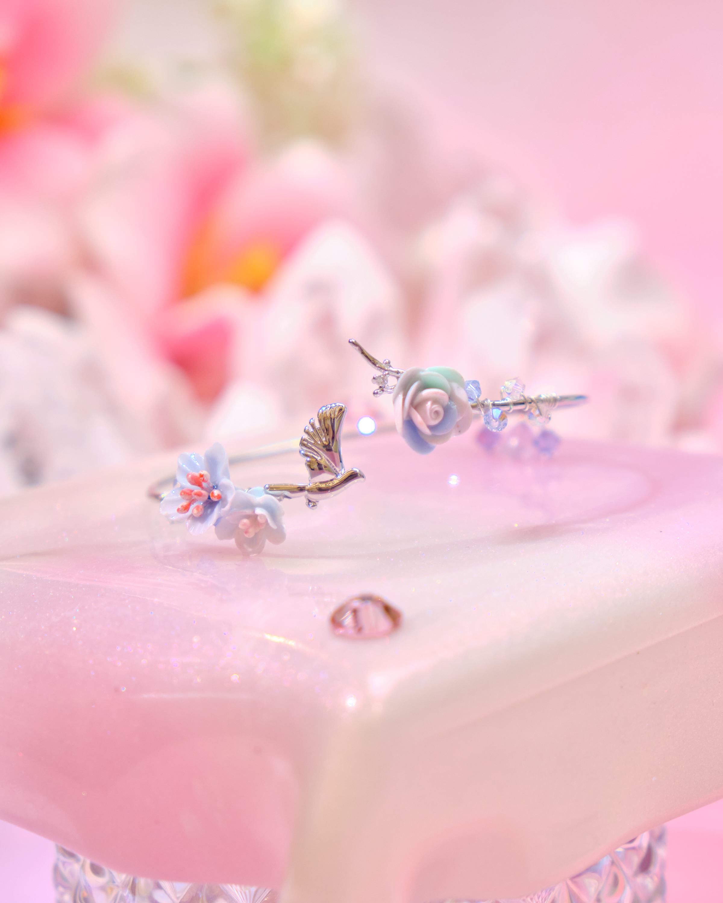 12692 優雅園林小花束鍍金/銀開口手鐲