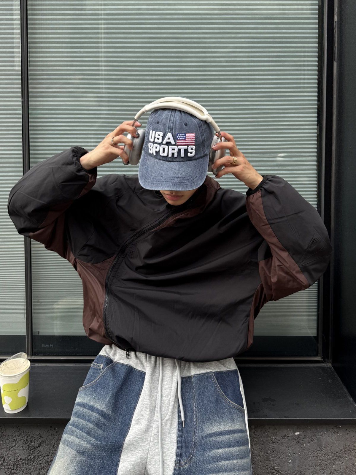 拼色拉鍊外套 OUR ROOM-137JK