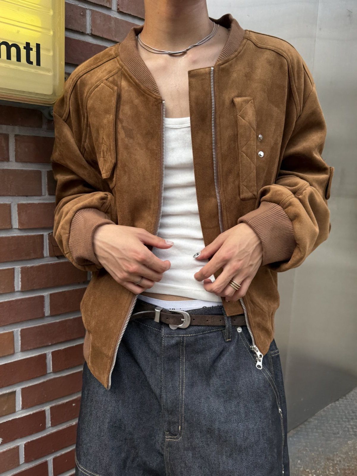 淨色拉鍊猄面褸 OUR ROOM-141JK