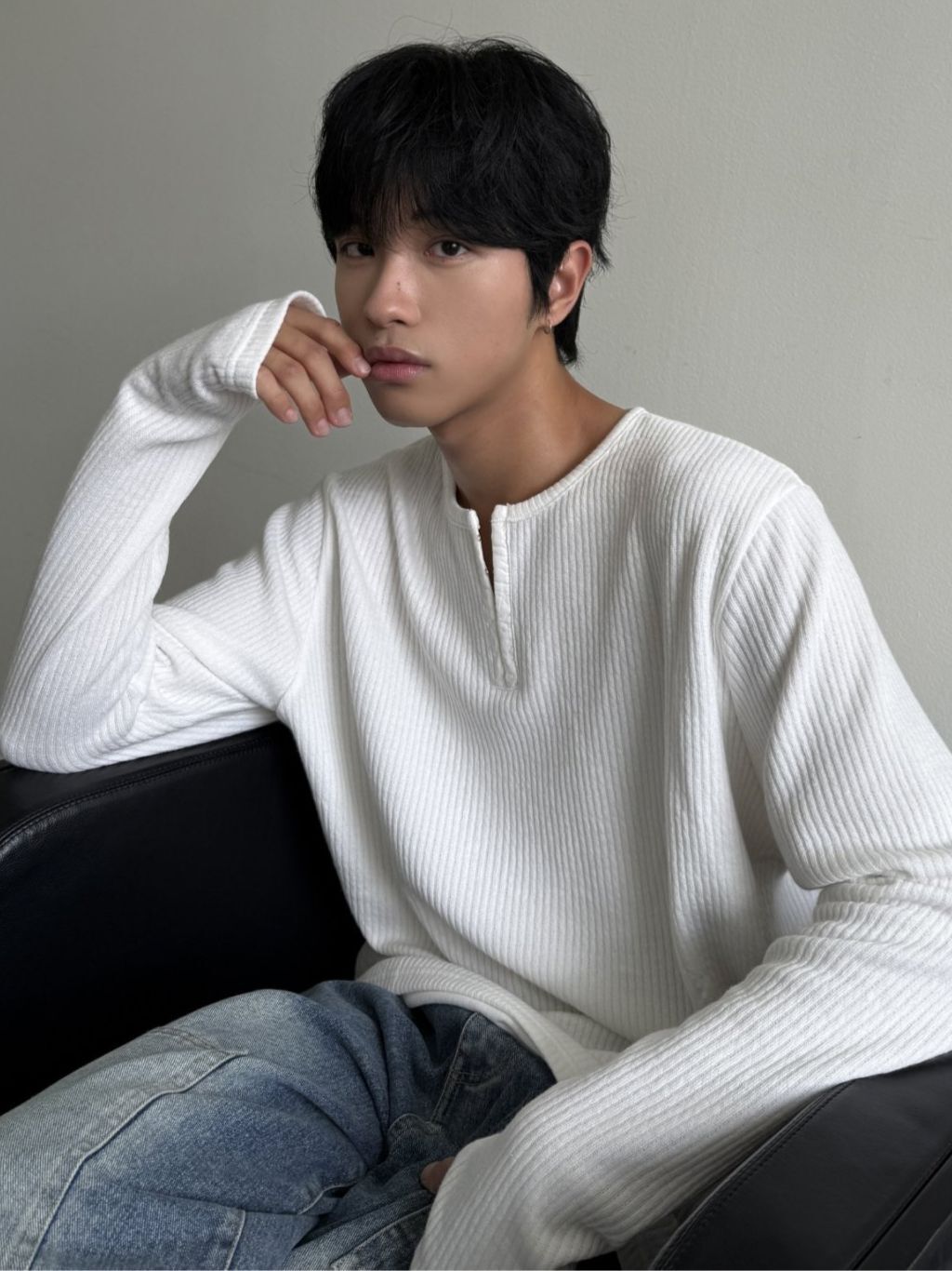 半開胸淨色長袖衫 OUR ROOM-150T