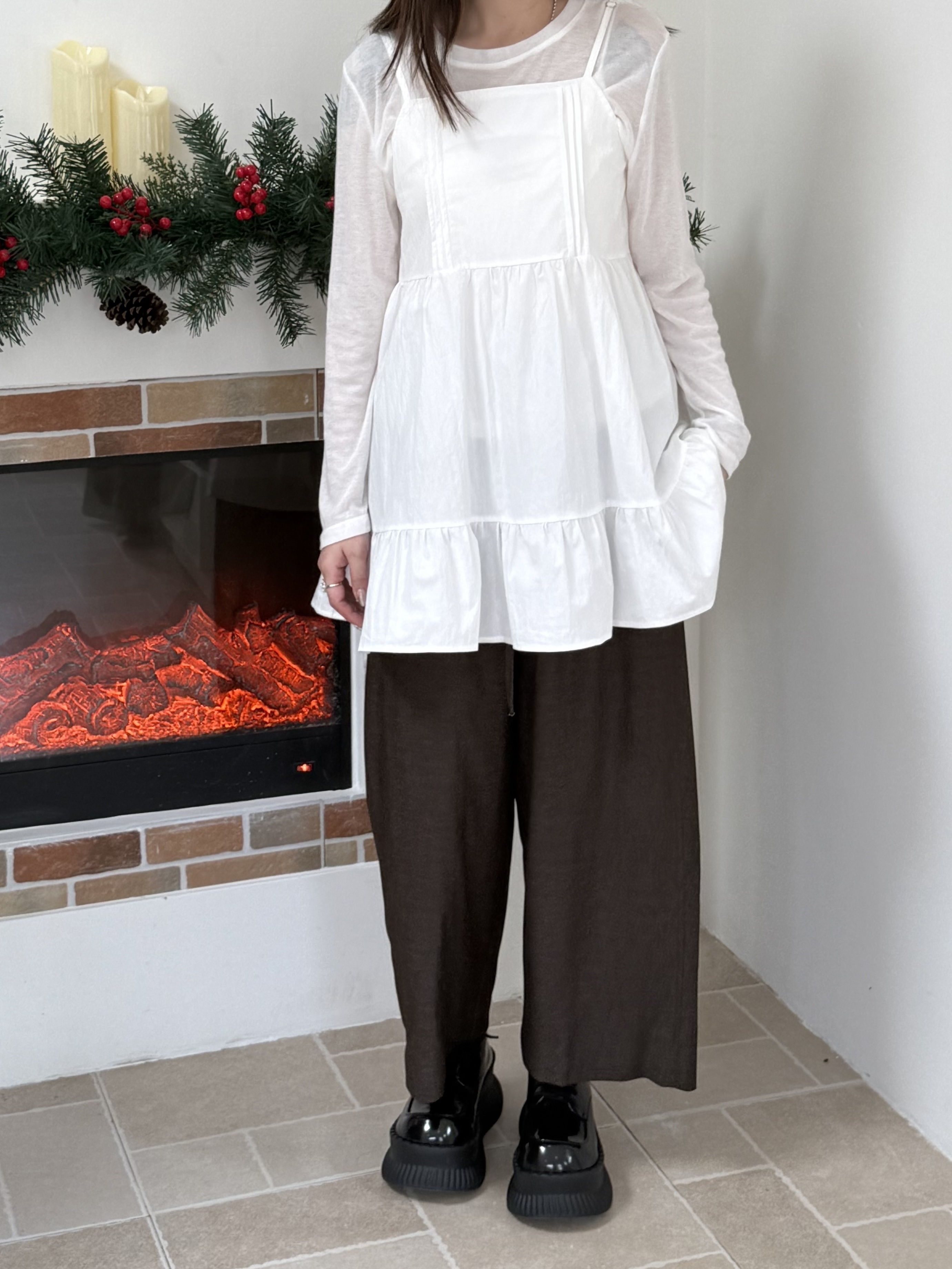 細肩造型疊穿中長背心