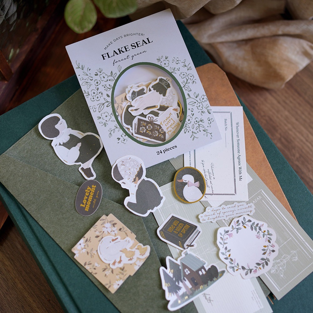 森綠-少女系列 24枚 燙金貼紙包｜wwiinngg
