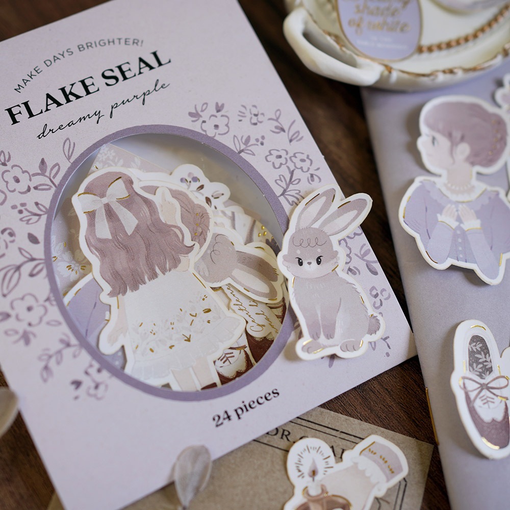 粉紫-少女系列 24枚 燙金貼紙包｜wwiinngg