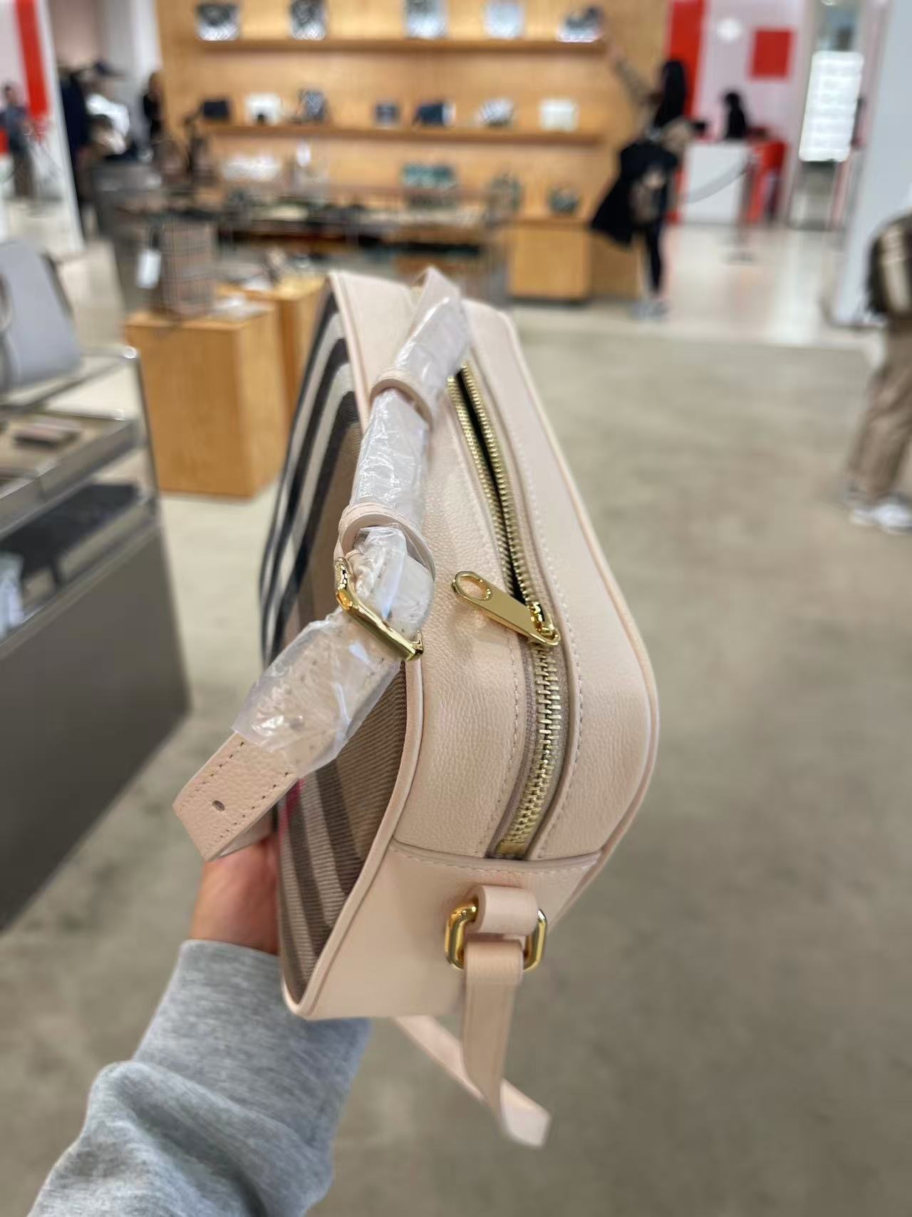 Burberry check camera bag Pale Cameo