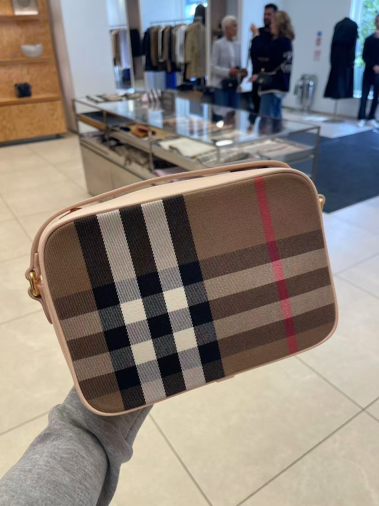 Burberry check camera bag Pale Cameo