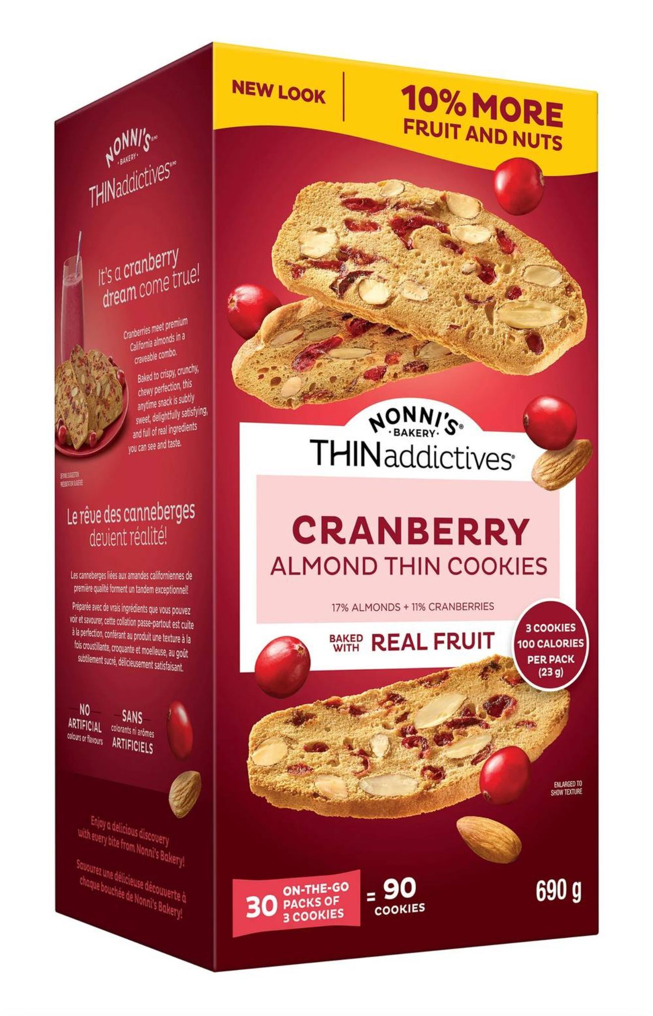 加姐 Nonni's Thinaddictives 紅莓杏仁薄脆餅 690g (30獨立包裝) *滿$899包京東送貨上門* CC11
