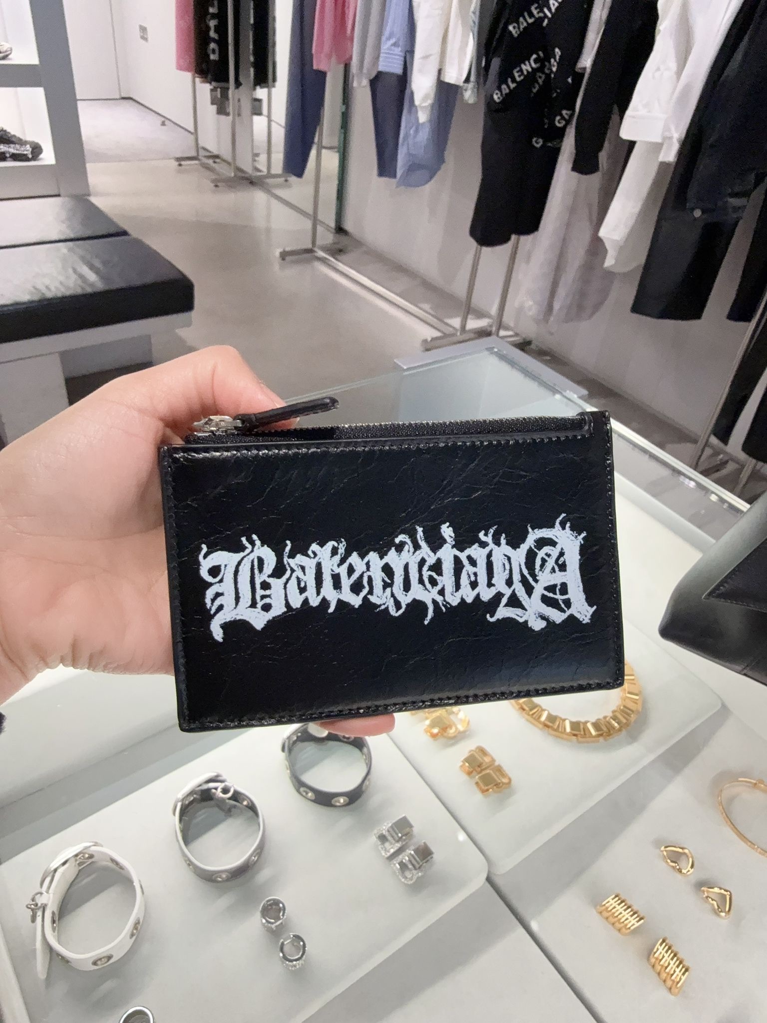 Balenciaga Graffiti Cash Long coin card holder black 640535