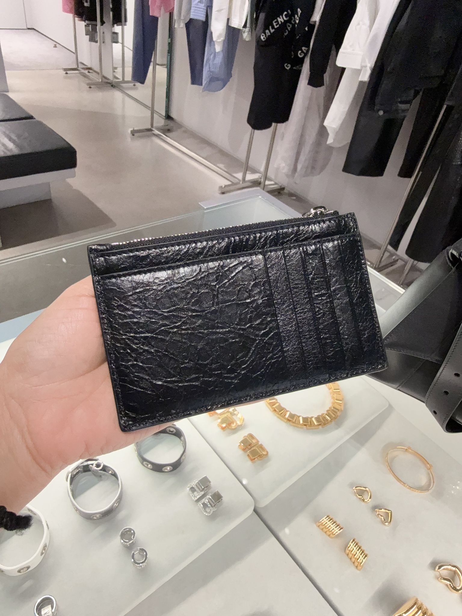 Balenciaga Graffiti Cash Long coin card holder black 640535