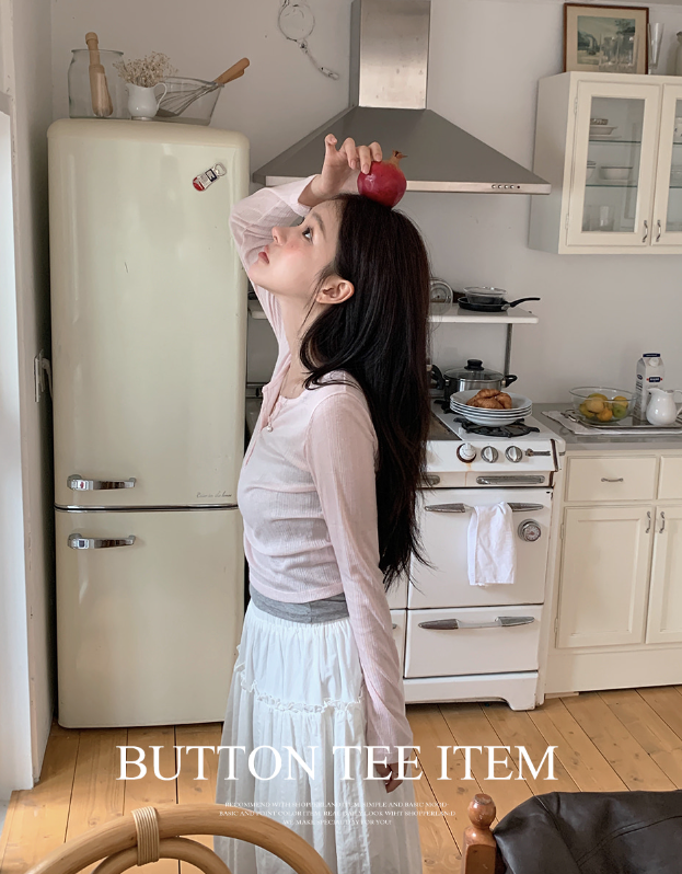 早秋預訂｜BUTTONS半開寬鬆長袖T 恤