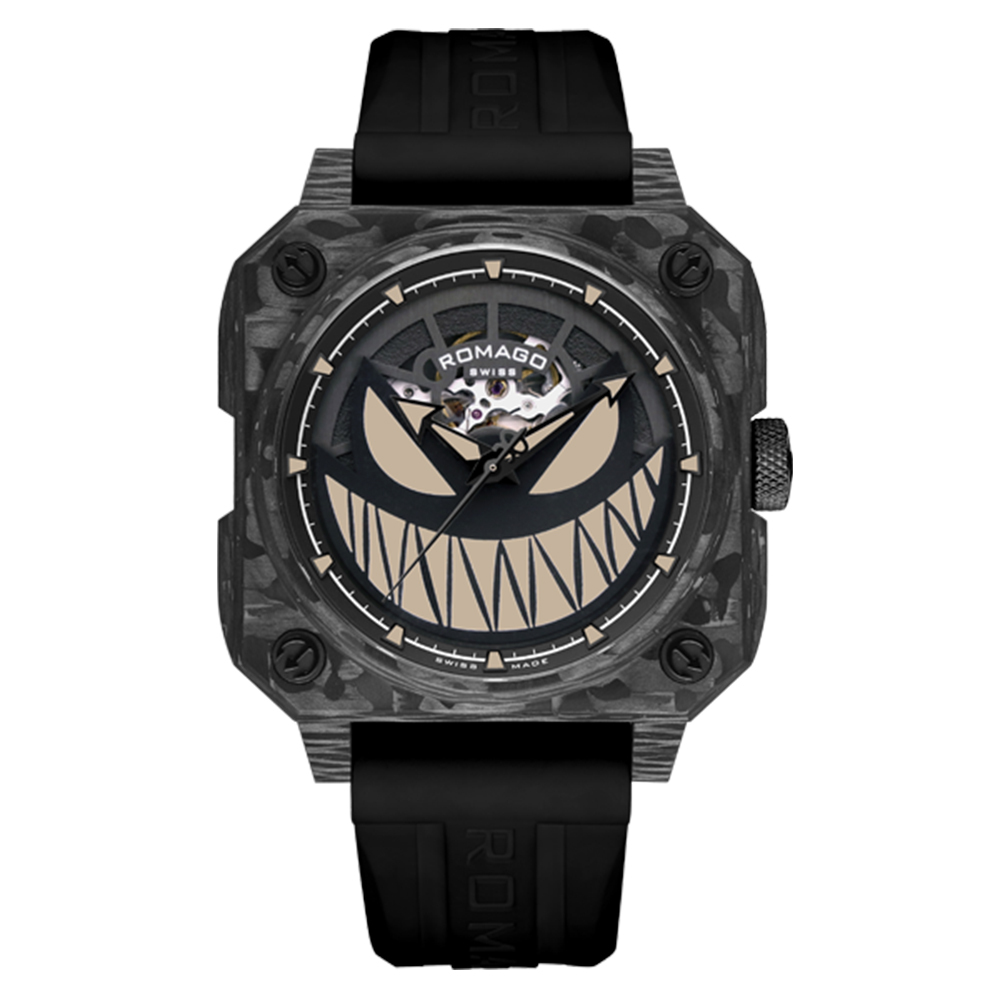 【ROMAGO 雷米格】 碳纖維馭光者系列 RM111 贈錶帶 擺錘 限量 夜光 三叉戟 鬼臉 機械錶