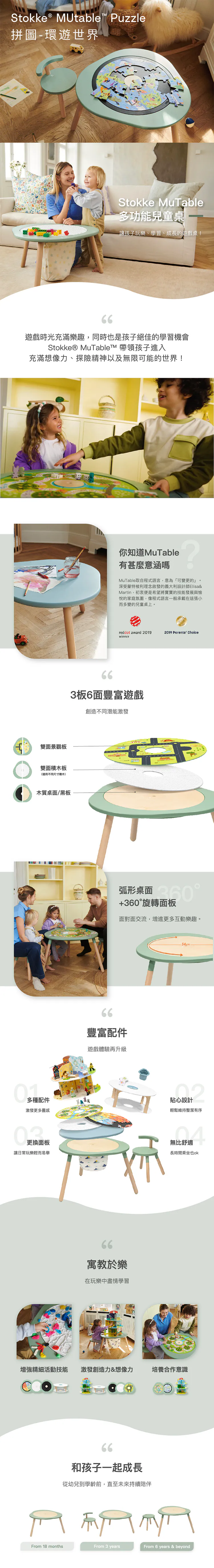 Stokke–MUTable V2 Puzzle 拼圖,多功能兒童桌,玩樂、學習、成長的遊戲桌。