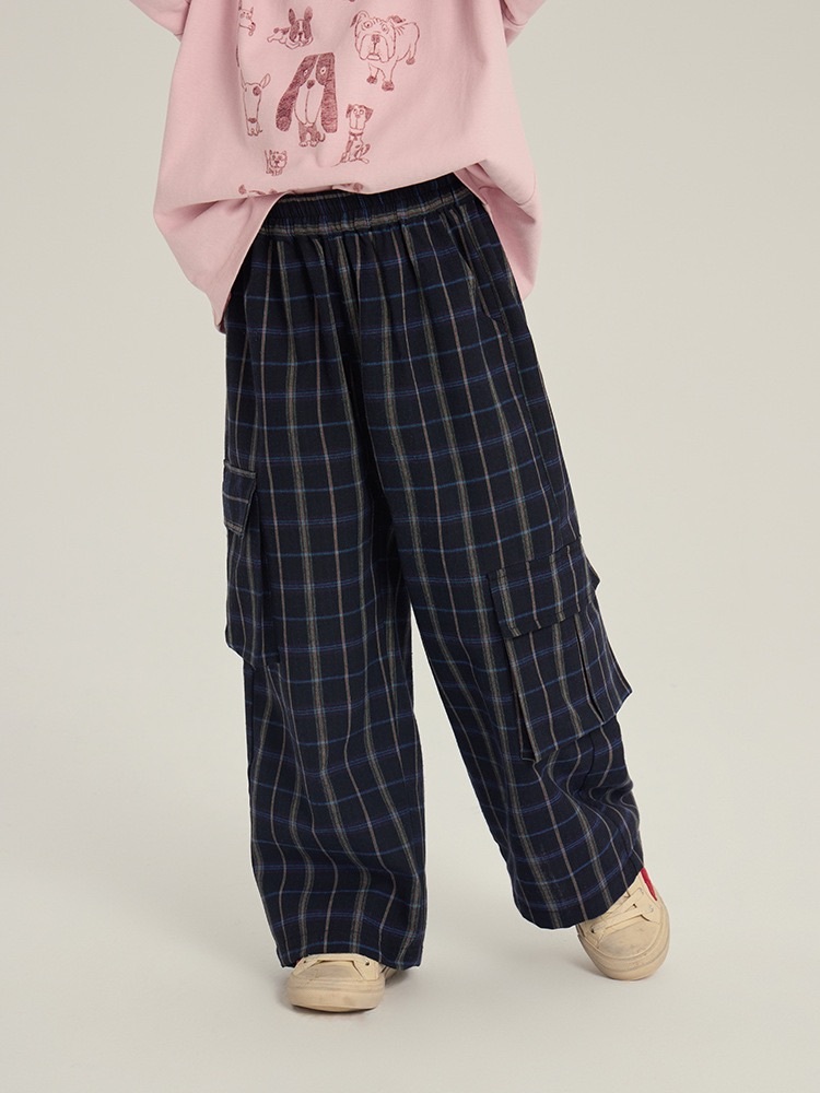 格紋工裝直筒褲(90-170)