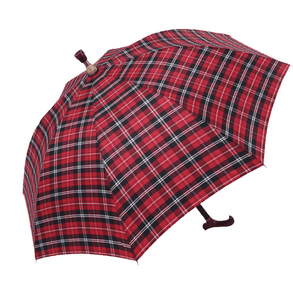 分離式防風實木水波紋握把拐杖傘