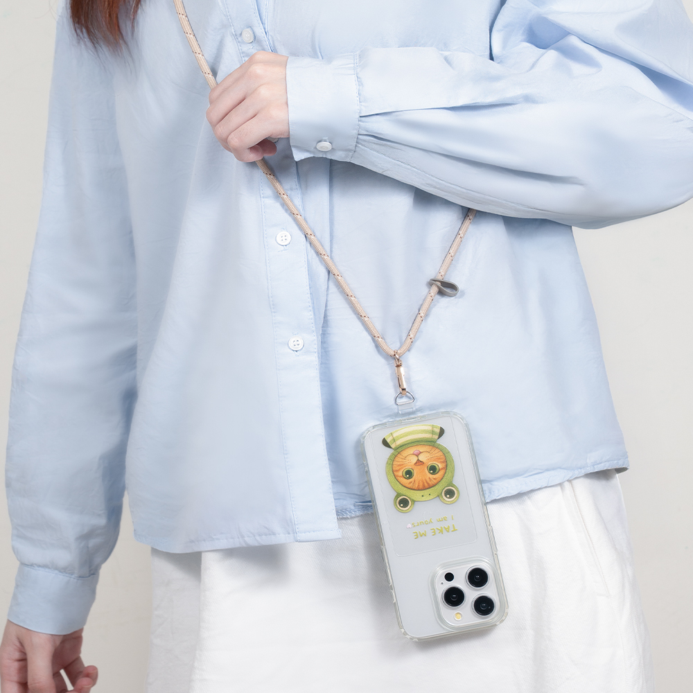 【軟萌家族】萌力出遊組合 ( 果凍大方造型手機掛繩夾片+2in1 可調節抽繩背帶)