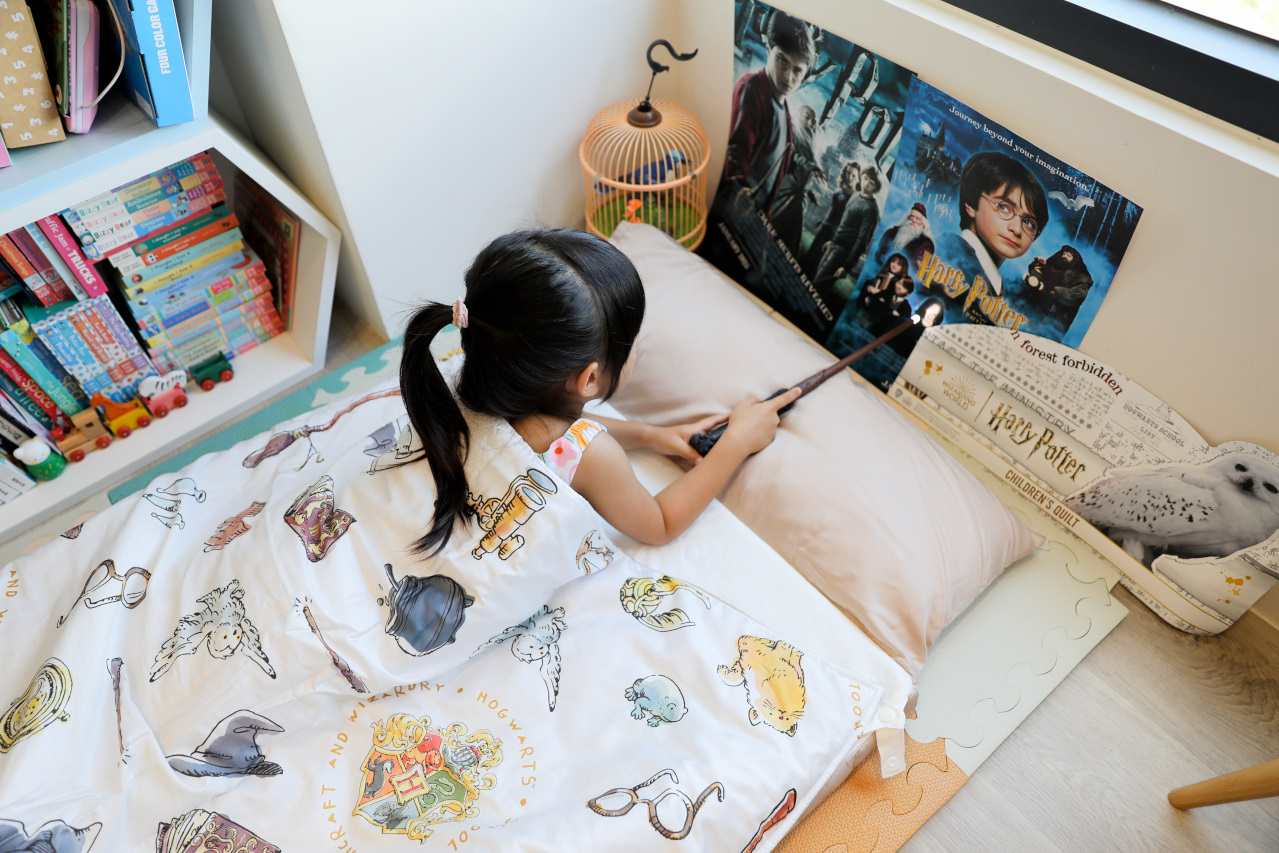 幼兒園必備物品推薦! 媽咪學苑 赫媽咪 homemommy 哈利波特聯名款 天絲兒童睡袋 (彈力支撐睡墊)