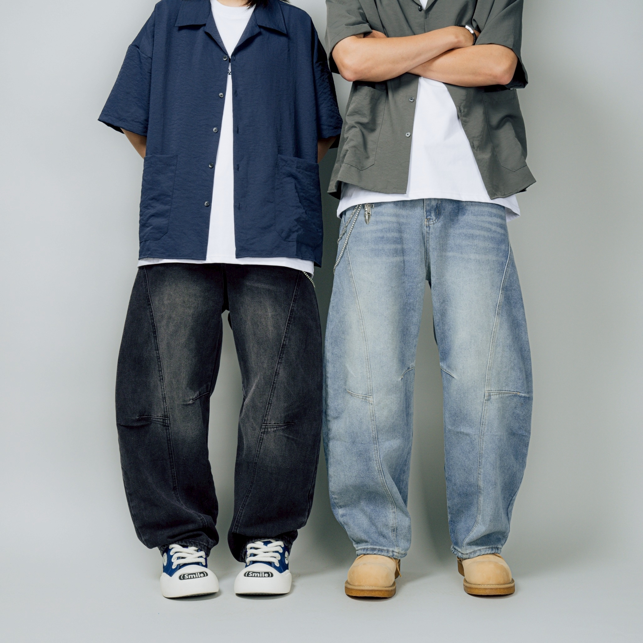 彎刀褲 立體剪裁 牛仔褲 長褲 V0002 SBG