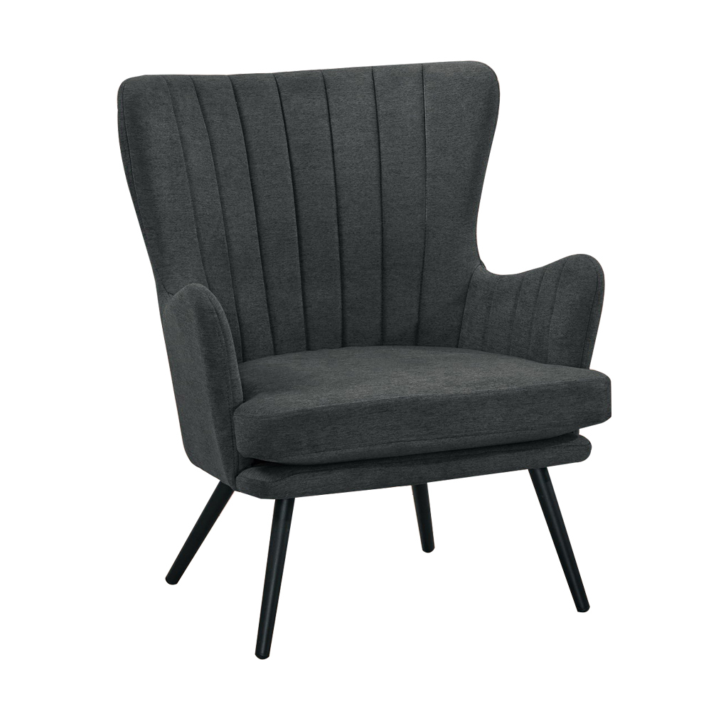 凱瑟琳深灰色布沙發單人座椅/休閒造型扶手椅/房間椅