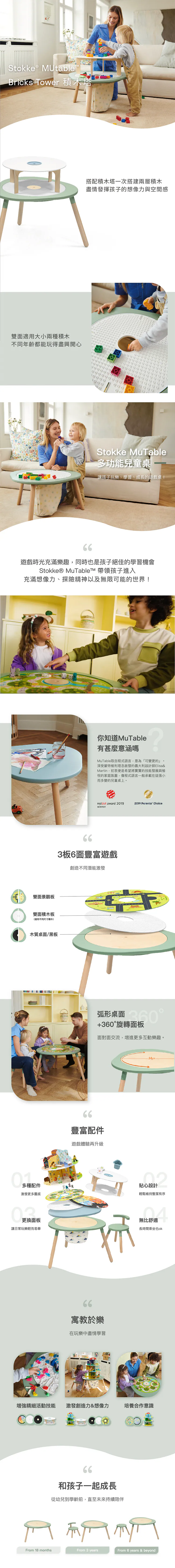 Stokke–MUTable V2 積木塔,雙面適用大小兩種積木,不同年齡都能玩得盡興開心