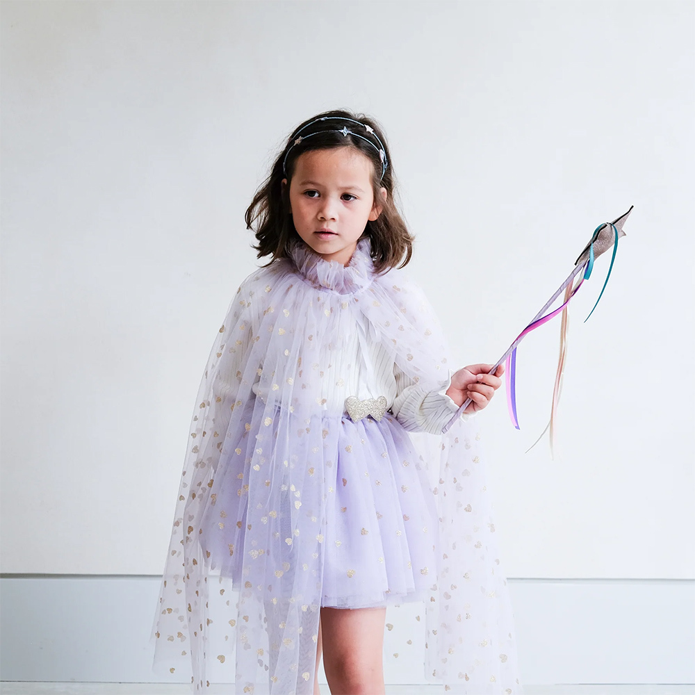 Mimi & Lula 變裝派對-粉紫愛心夢幻紗質披風