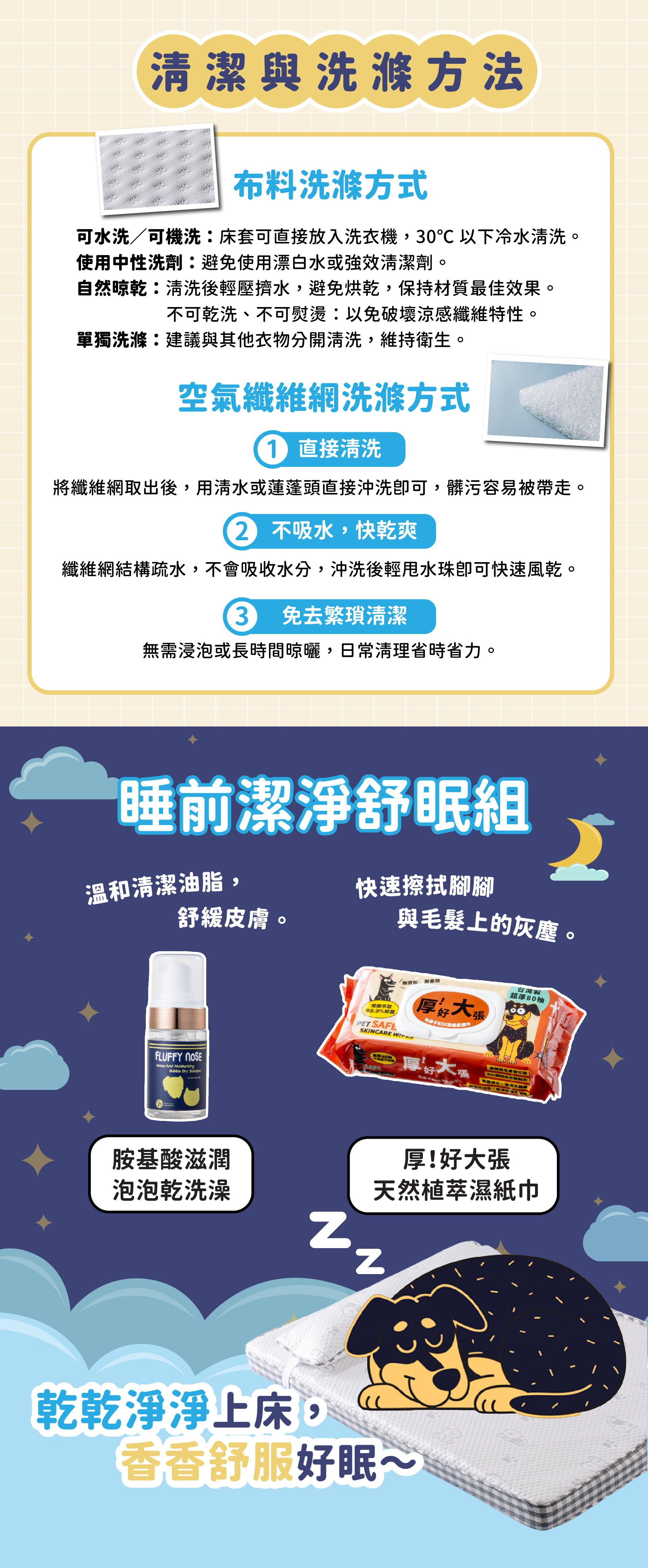 冰透氣墊減壓床防滑底層,避免移動,讓毛孩安心起身翻身