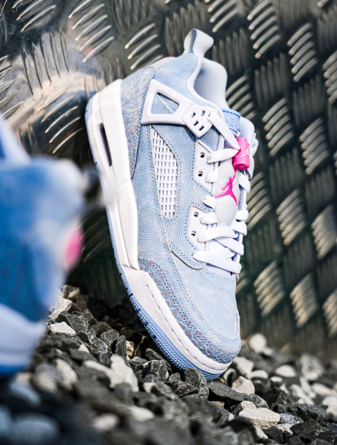 大童鞋 女鞋 NIKE JORDAN SPIZIKE LOW GS 藍色 牛仔 氣墊 皮革 籃球 休閒鞋【HJ7824-400】