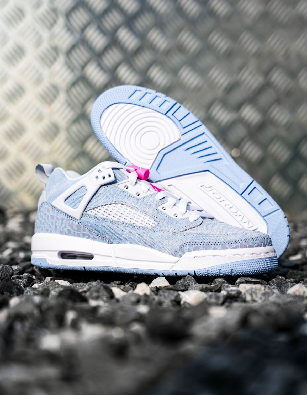 大童鞋 女鞋 NIKE JORDAN SPIZIKE LOW GS 藍色 牛仔 氣墊 皮革 籃球 休閒鞋【HJ7824-400】