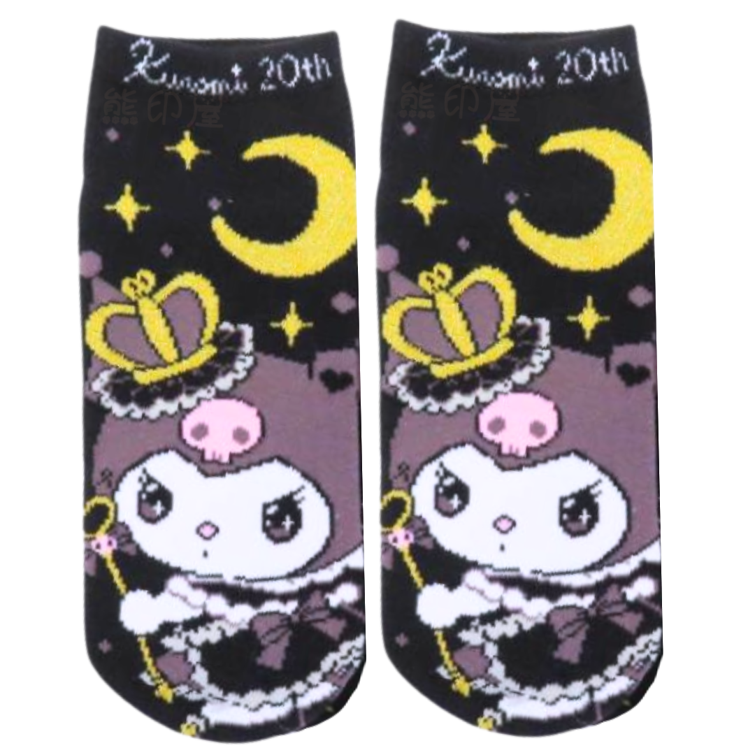 Kuromi 20週年紀念款襪子 (22-24cm) (平行進口) (黑)