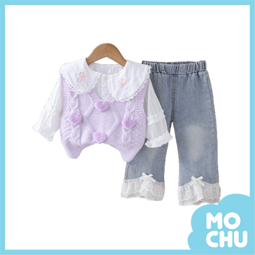 愛心球球背心三件組套裝(二色)