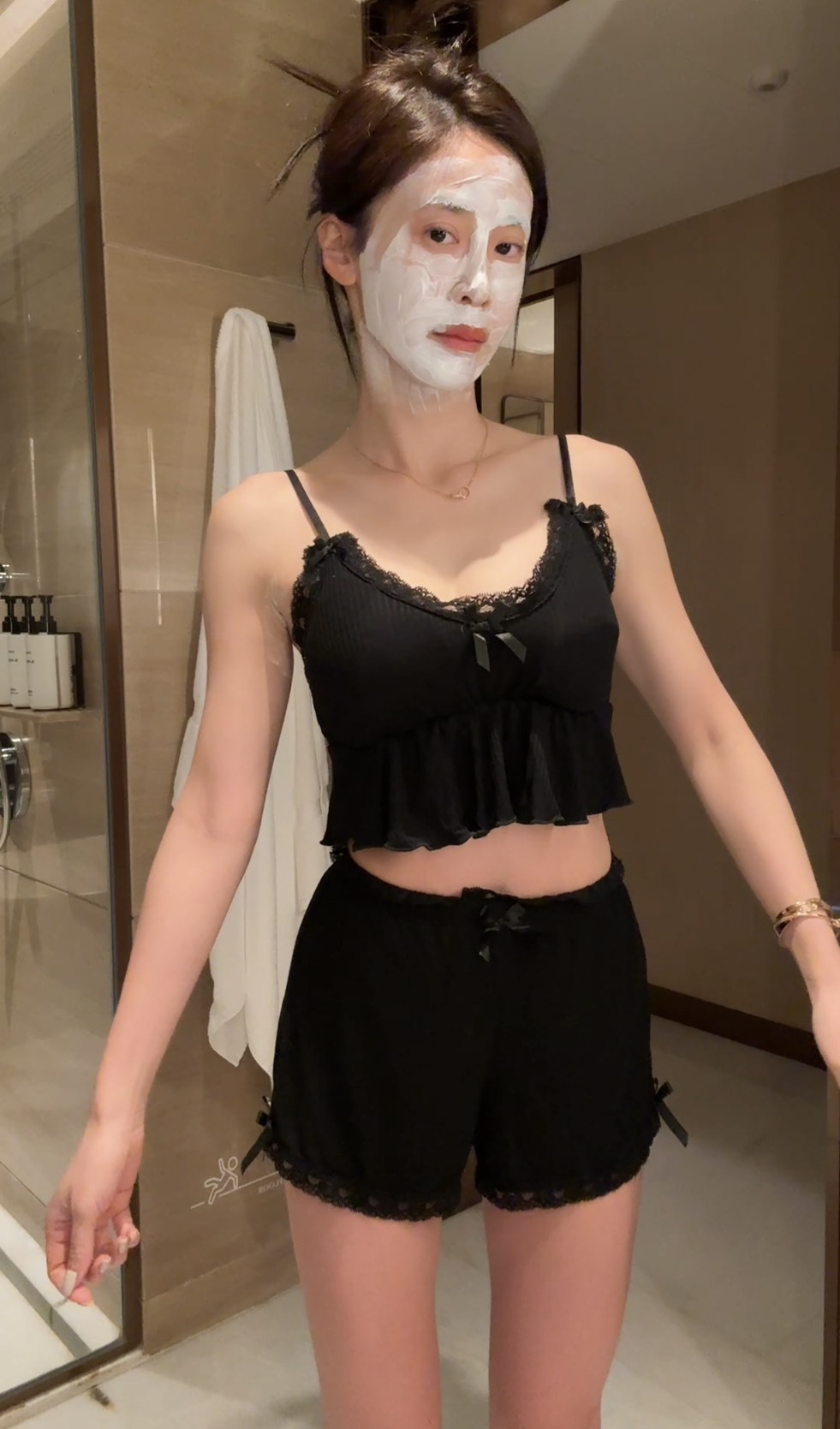 法式浪漫居家睡衣套裝(含胸墊)