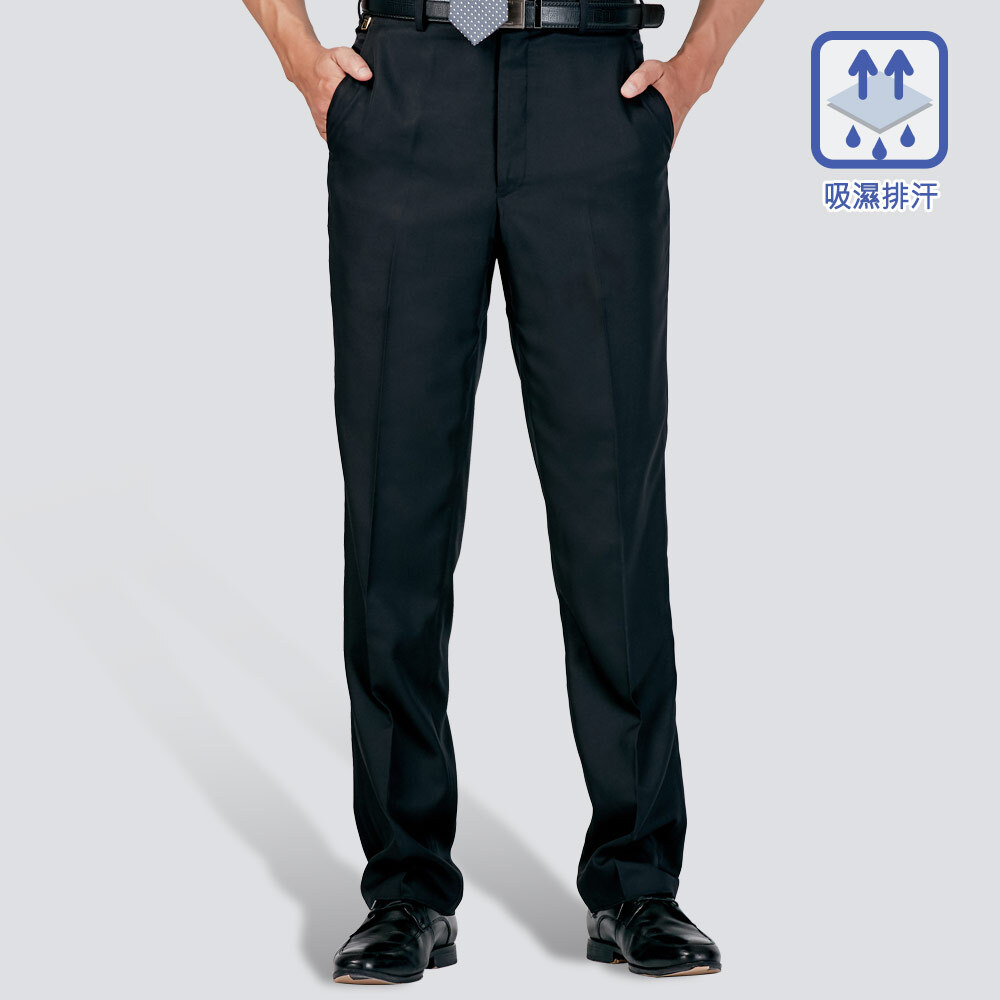 吸濕排汗平面西裝褲-黑