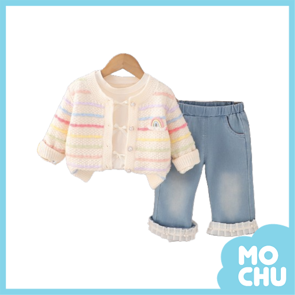 七彩線條外套三件組套裝(二色)