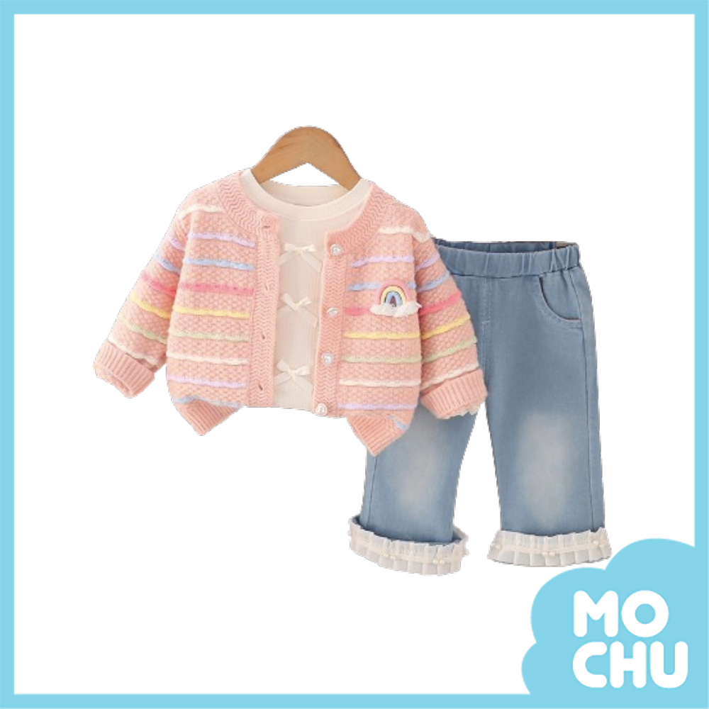 七彩線條外套三件組套裝(二色)