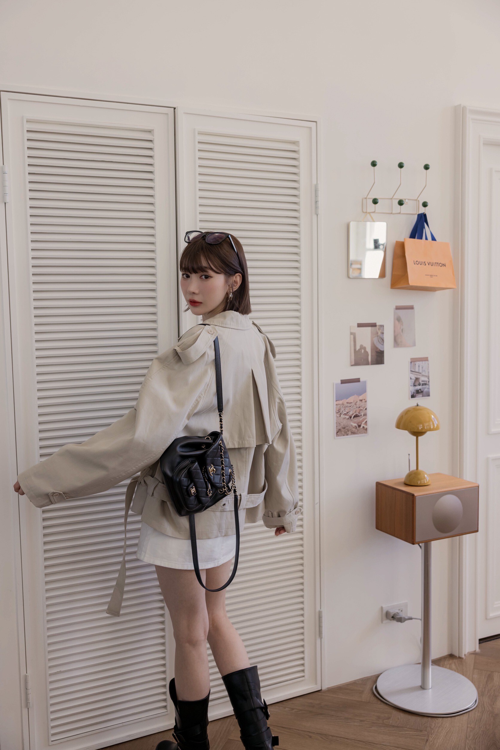 （現貨）#X97品牌感風衣外套(黑/杏)