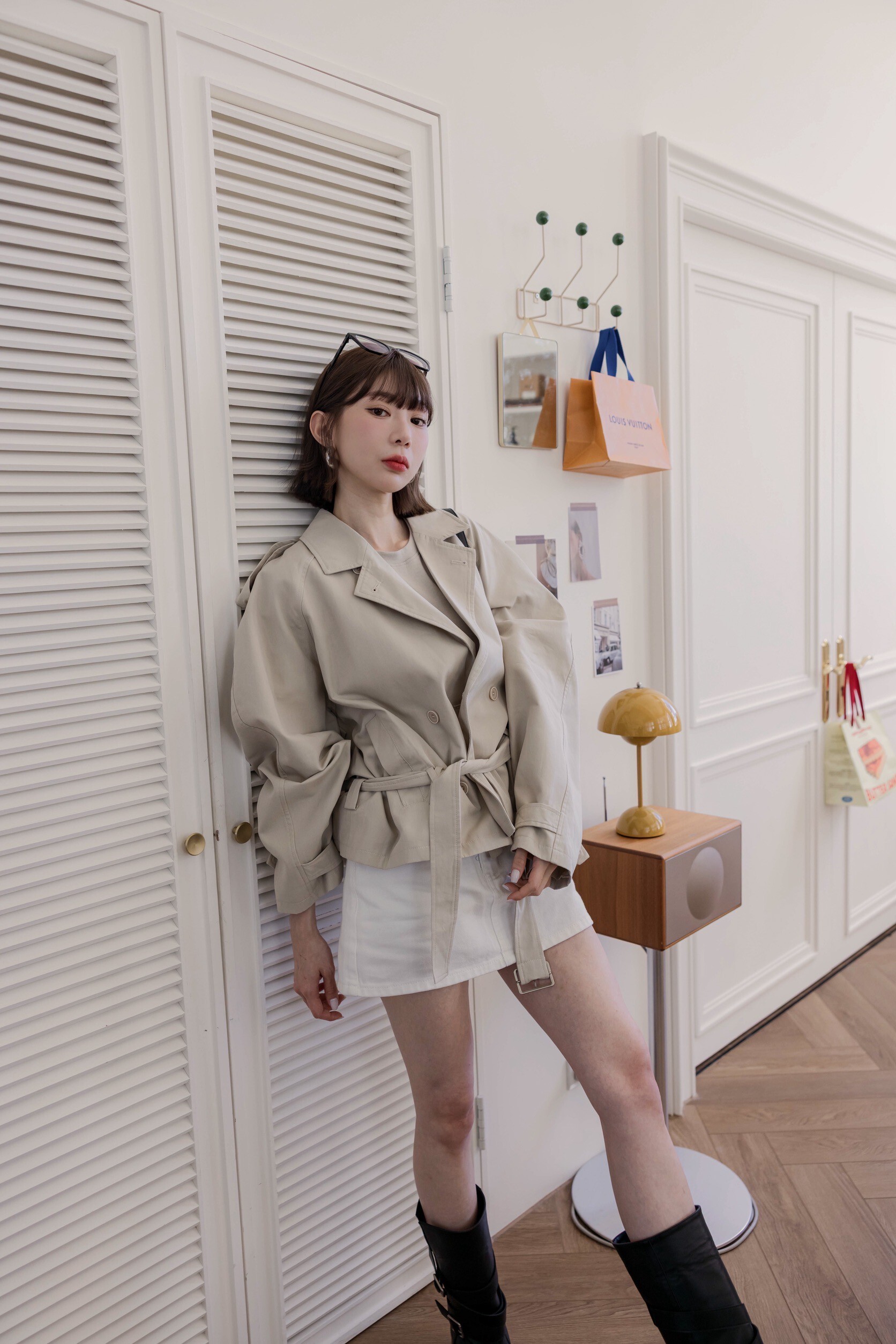 （現貨）#X97品牌感風衣外套(黑/杏)