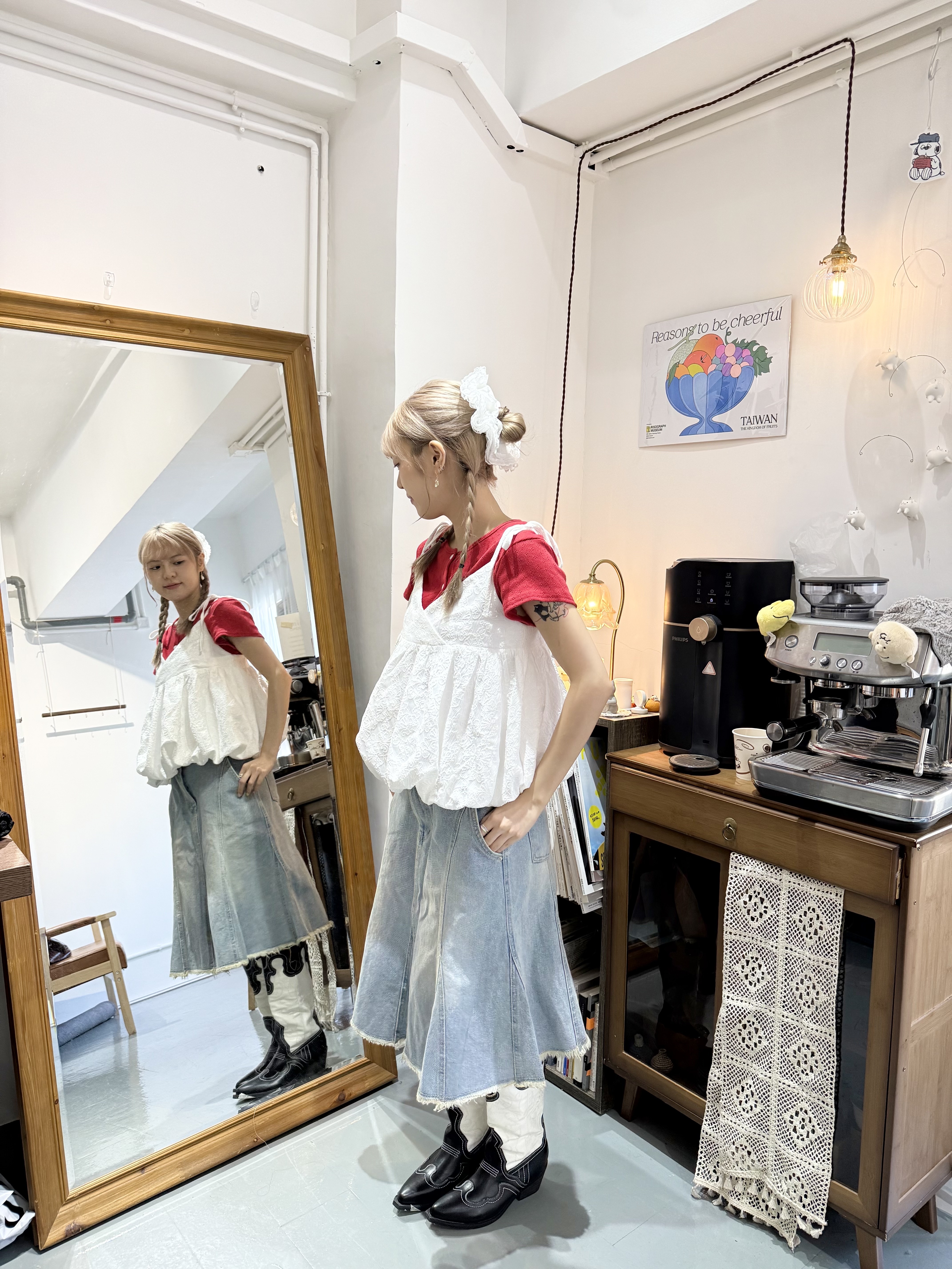 日系暗小花泡泡外撘