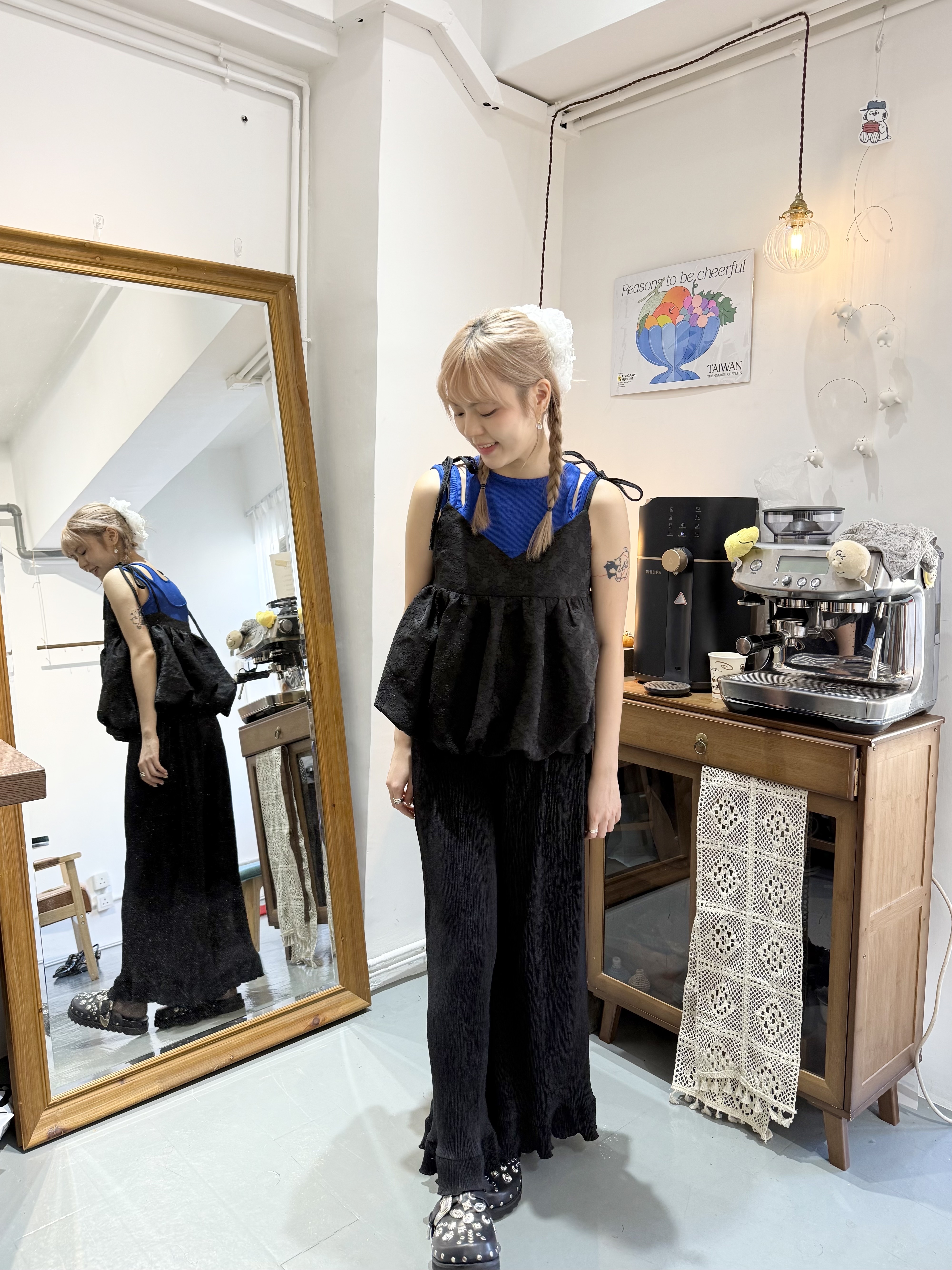 日系暗小花泡泡外撘