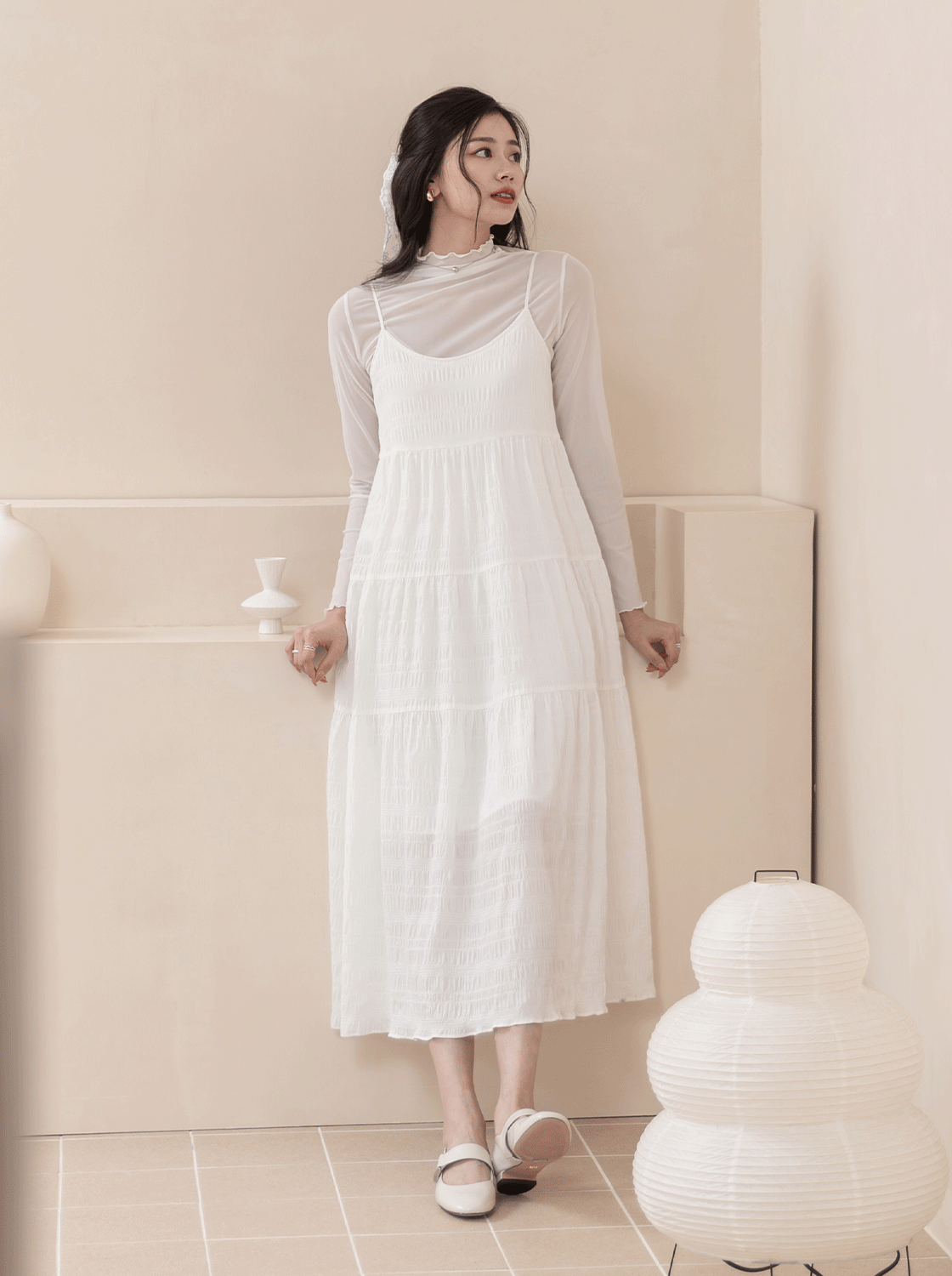 肌理感層次細肩洋裝