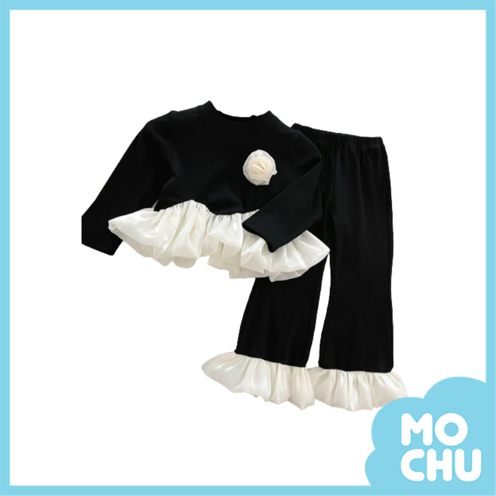 法式蓬蓬拼接下擺套裝