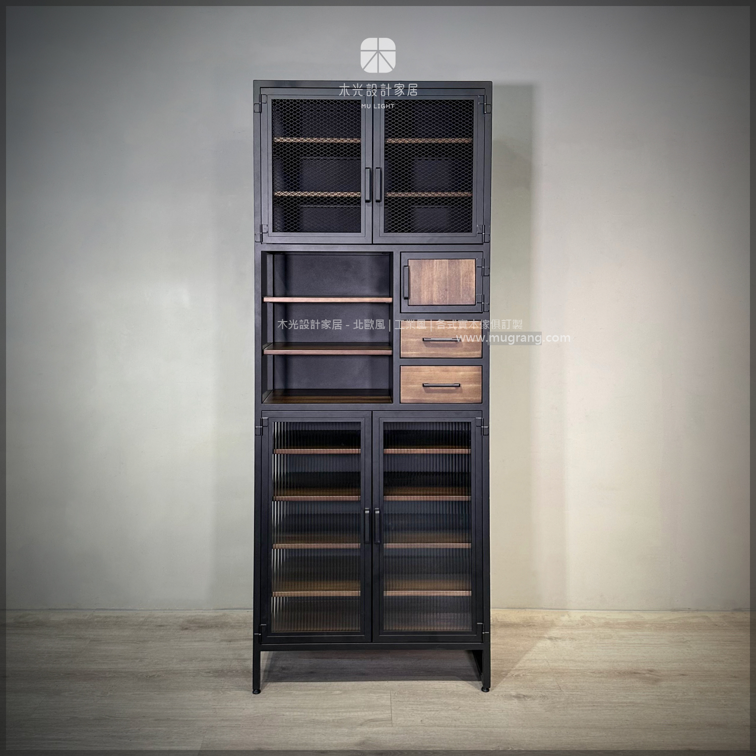 台灣製- 工業風玻璃門收納置物高櫃|可訂製