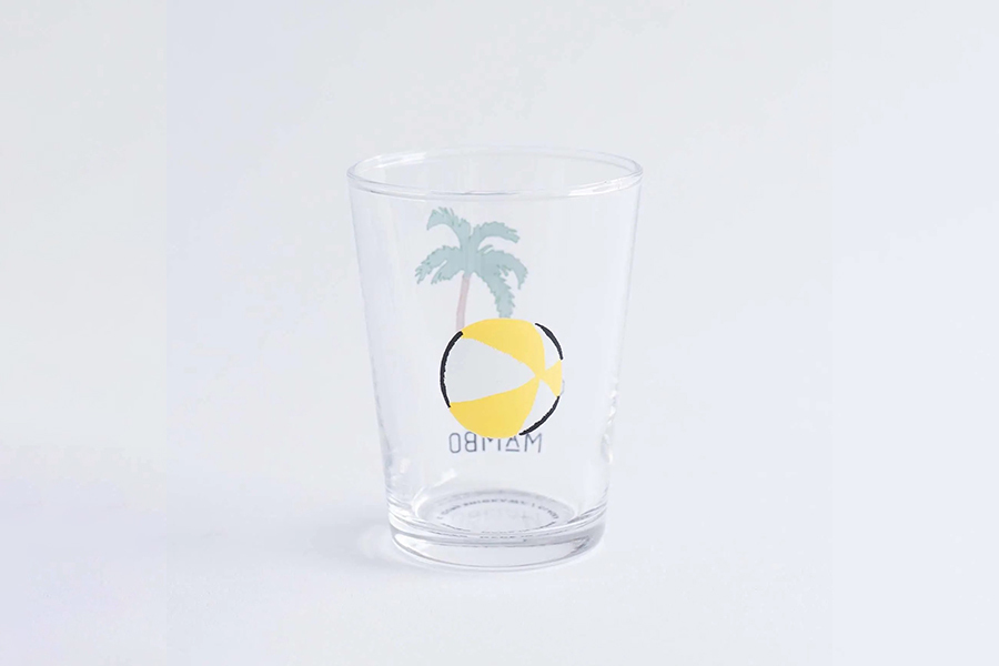 CLASKA - MAMBO夏天玻璃杯 / 棕櫚樹＆黃色沙灘球