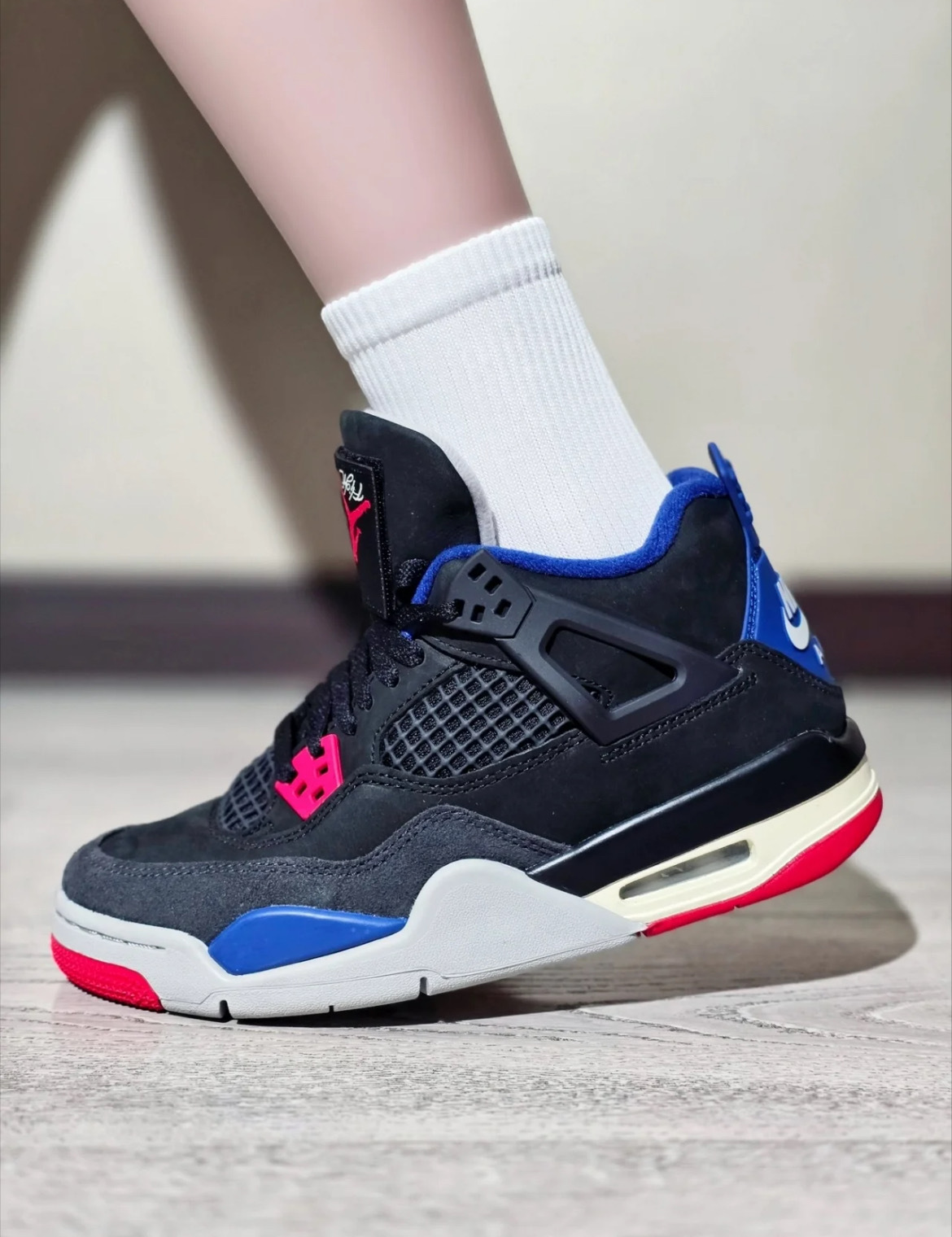 大童鞋 女鞋 NIKE AIR JORDAN 4 RETRO GS 'Rare Air' 黑藍紅 麂皮 拼接 復古 籃球鞋【IB4171-003】AJ4