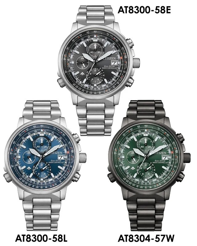 Citizen 星辰 Crono Pilot Acciaio 41mm New Radio Controlled Watch AT8300-58E AT8300-58L AT8304-57W AT8304-57A 光動能 萬年曆 電波時計 世界時間 手錶