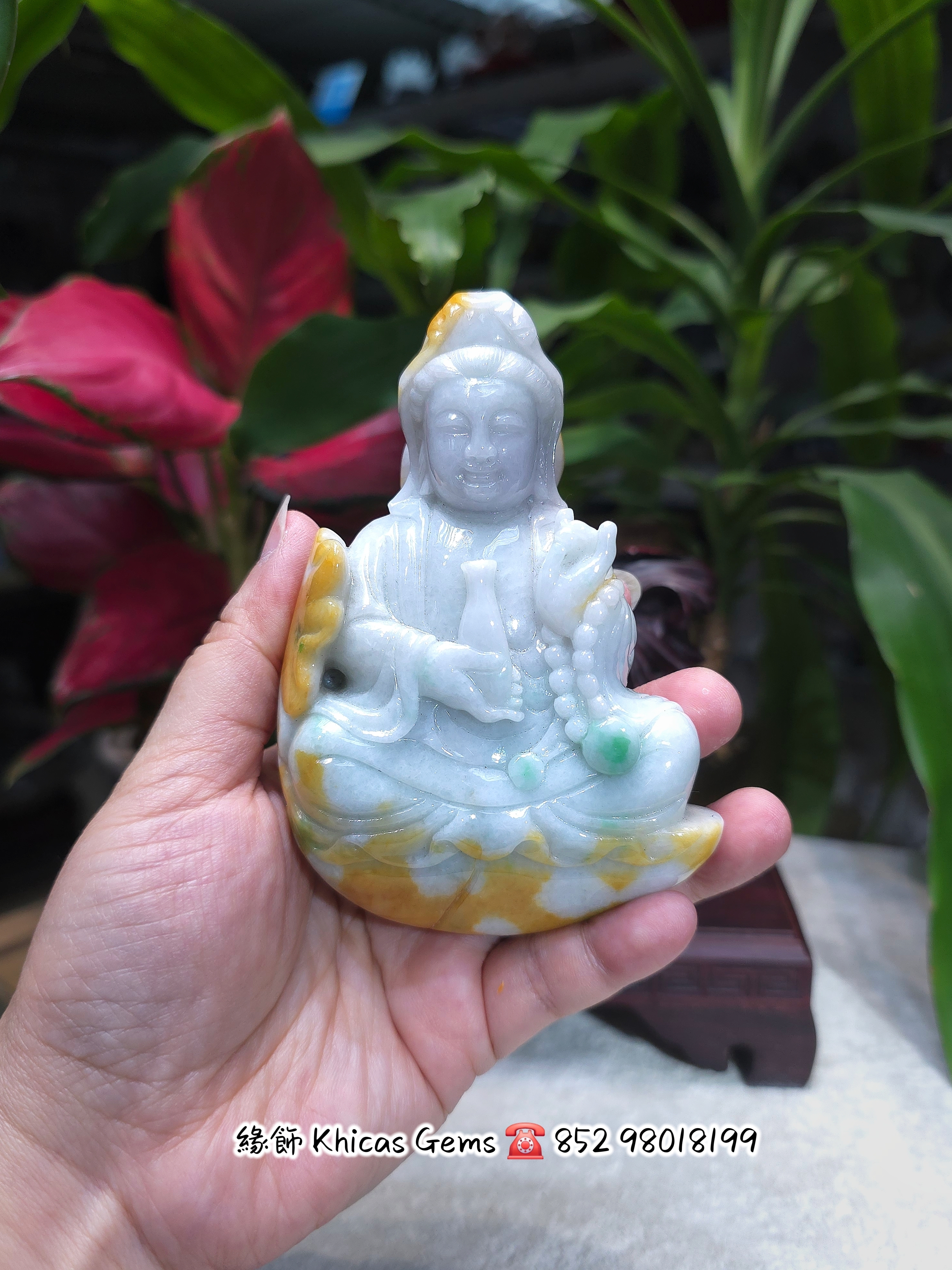 天然翡翠觀音雕刻擺件💚 附帶鑑定證書