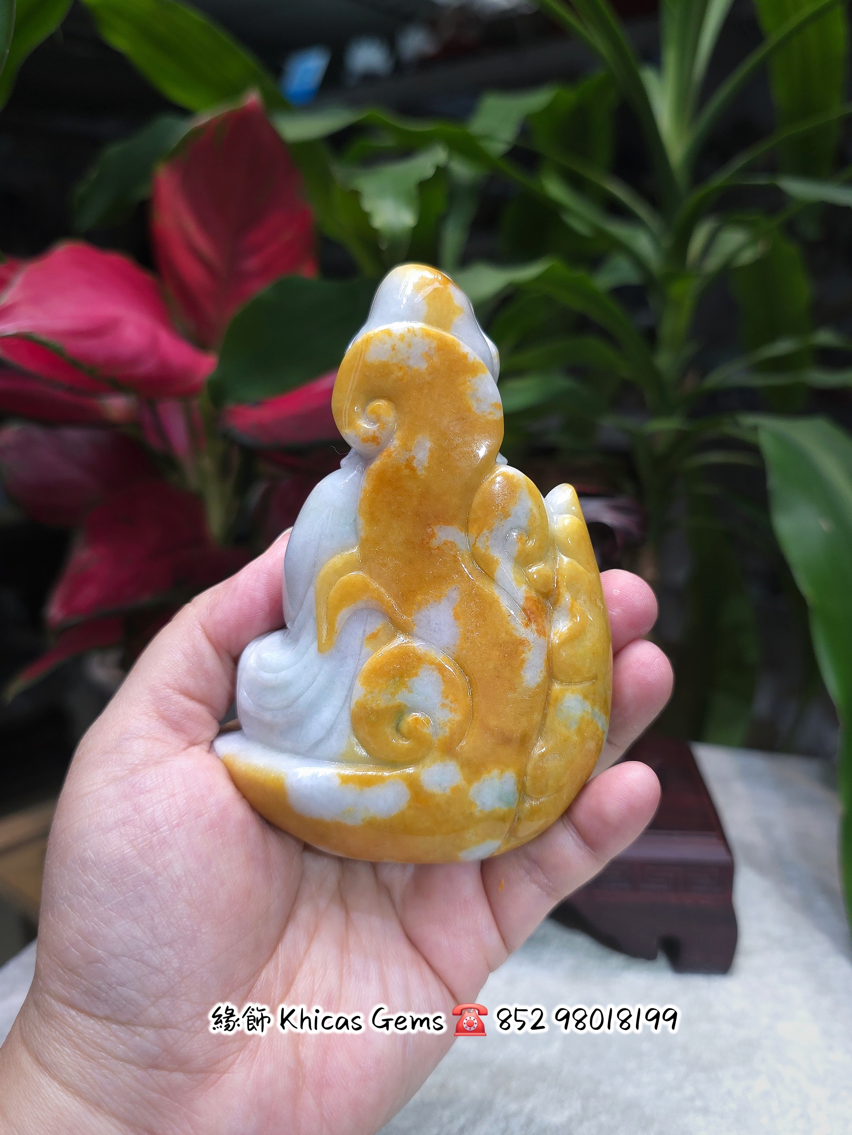 天然翡翠觀音雕刻擺件💚 附帶鑑定證書