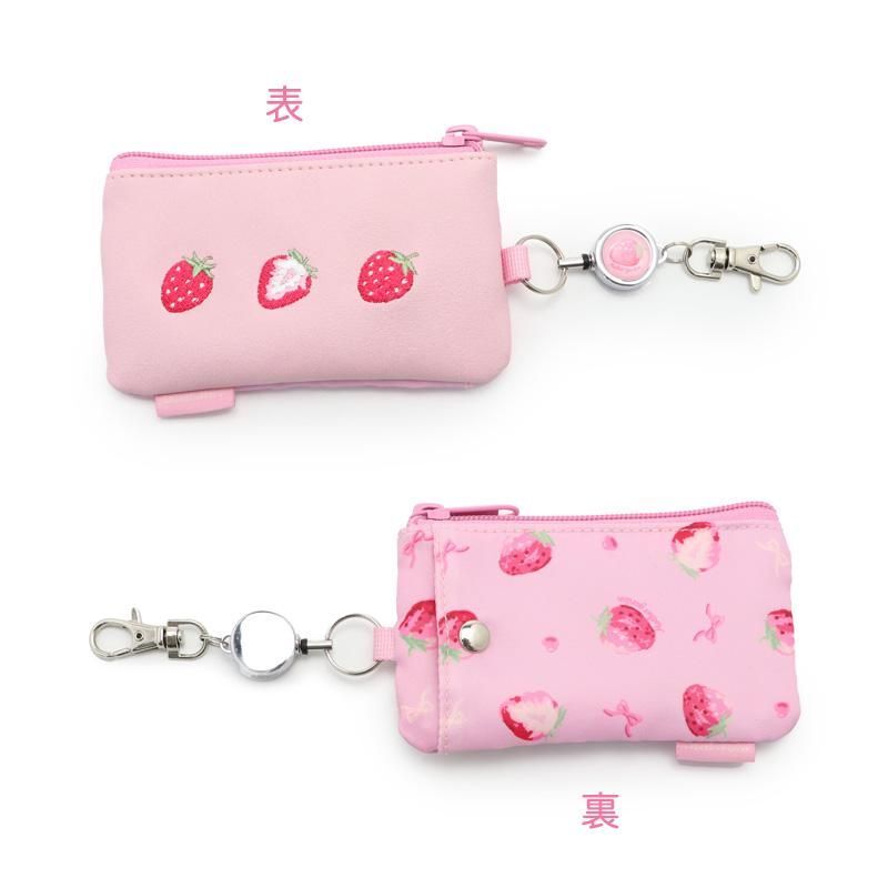 Mother Garden 草莓鑰匙＆票卡收納套｜附伸縮吊繩