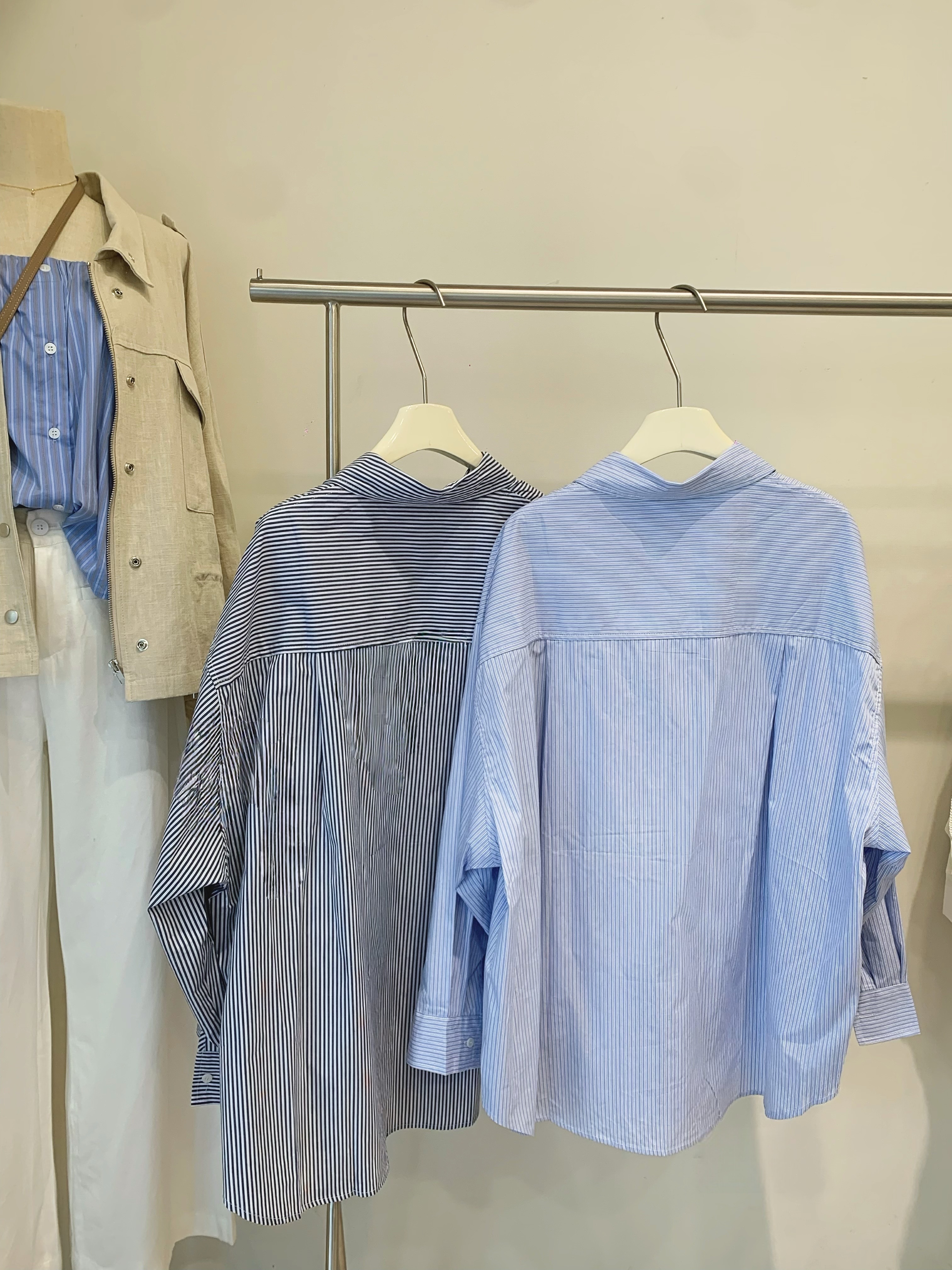 9056 oversize條紋襯衫