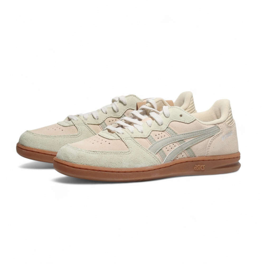 ASICS 休閒鞋 SKYHAND OG 米黃 綠 麂皮 焦糖底  復古 女 1203A452251