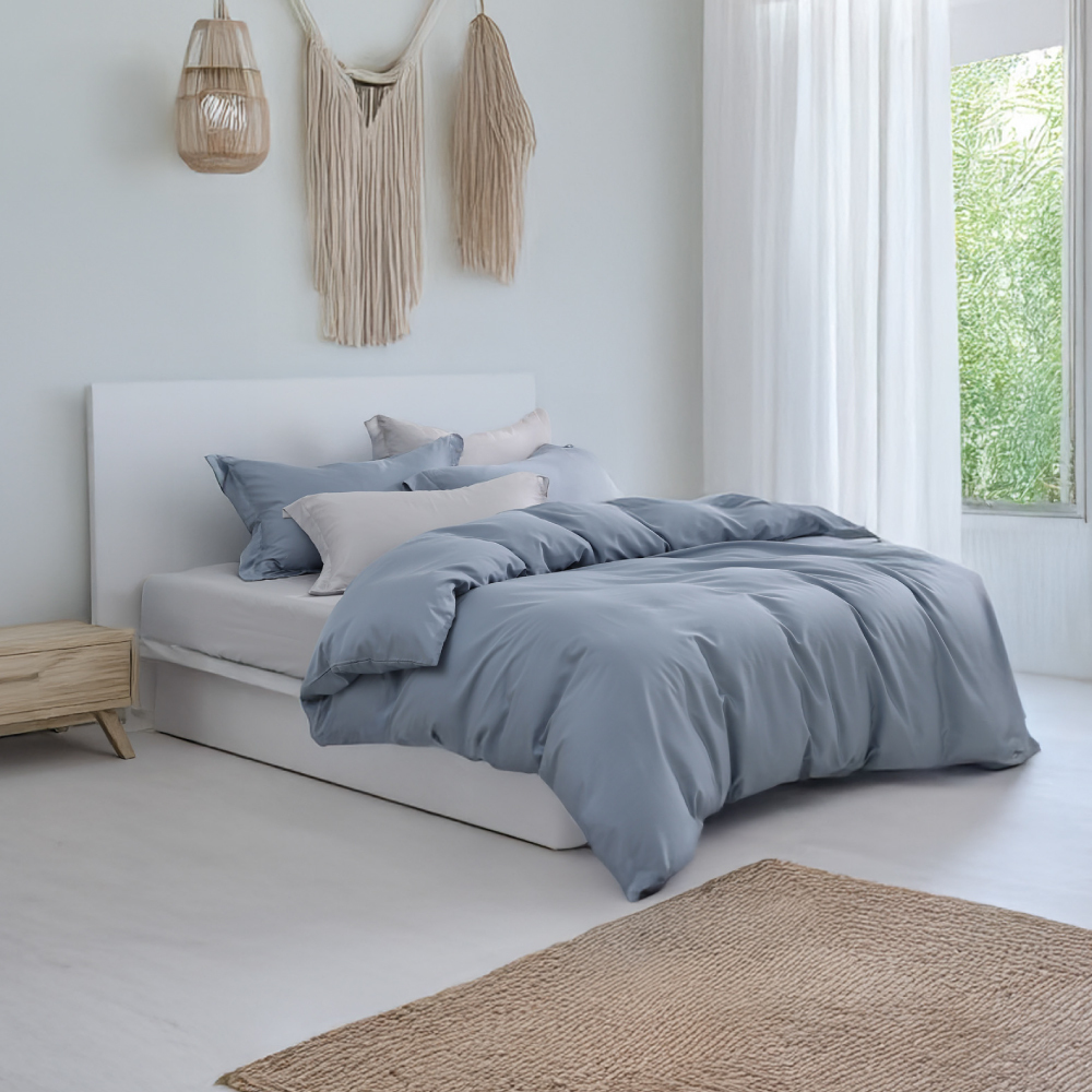 60支天絲棉｜67%天絲&33%純棉｜雙色配｜冷山灰ｘ靜水藍