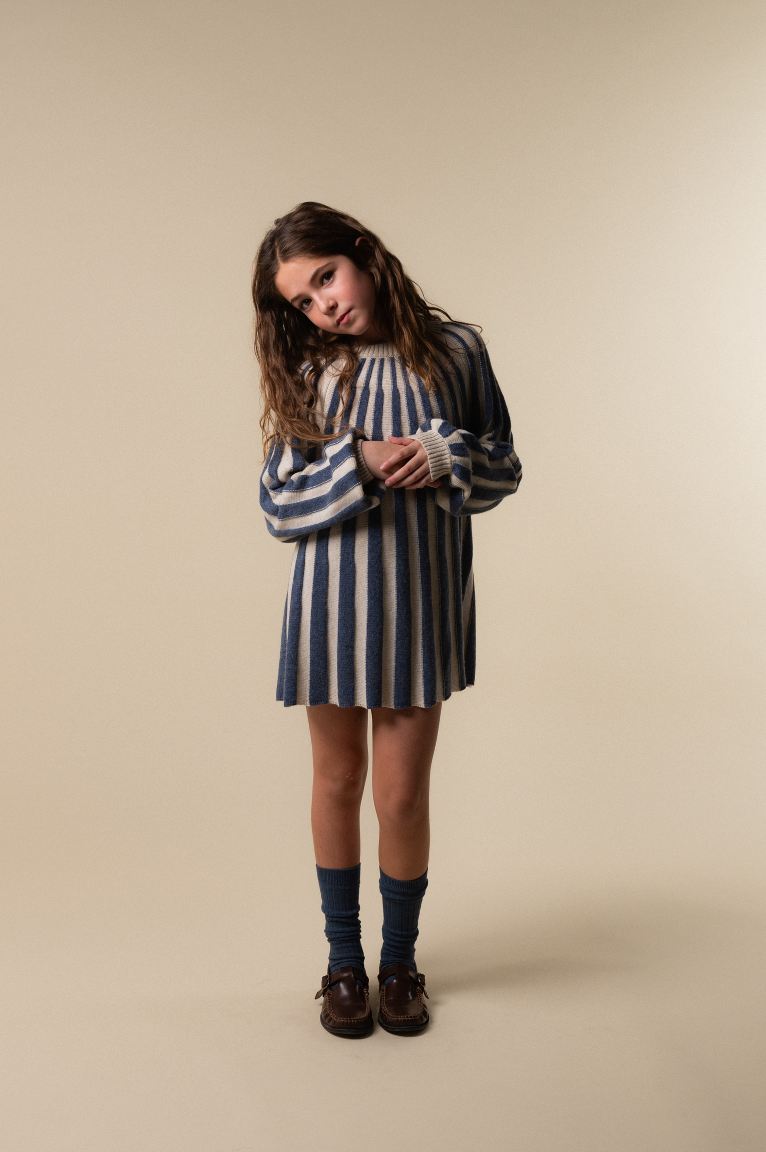 BIRINIT PETIT 針織條紋洋 Navy stripes knit dress